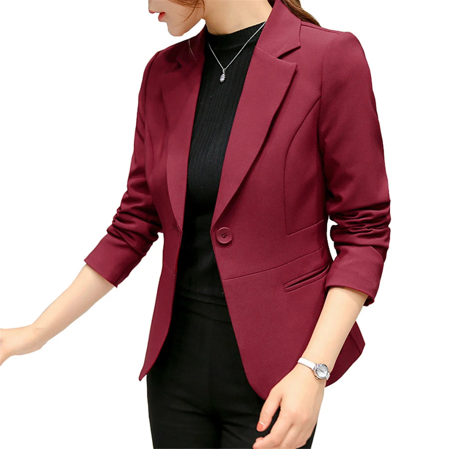 Black Women Blazer Formal Slim Blazers Lady Office Work Suit Pockets Jackets Coat Female Korea Casual Short Blazer Femme Blazers