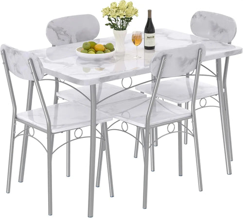 Dining Table Set for 4 5 Piece Dinette with Chairs for Kitchen, Breakfast Nook and Small Space, 43.3