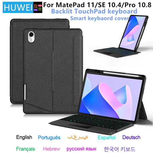 HUWEI Smart Magic Keyboard For Huawei MatePad SE 10.4 2022 Pro 10.8 11 Cover Portuguese Spanish Arabic Russian Keybaord case