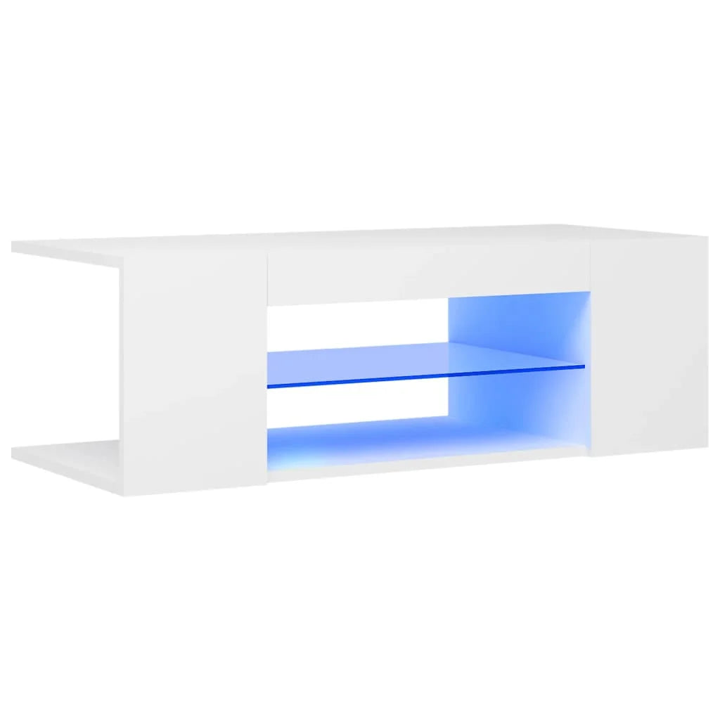 TV cabinet with white LED lights 90x39x30 cm