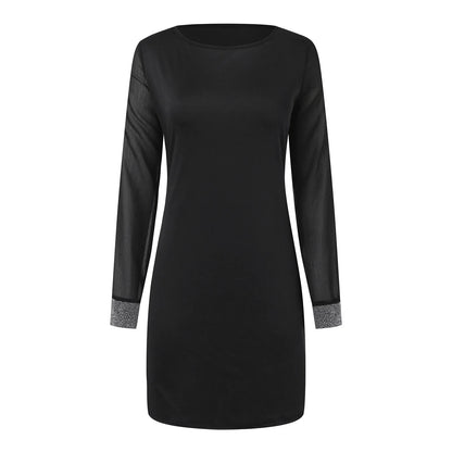 Long Sleeve Dress Solid Color Bodycon Straight Black Dresses For Women Elegant Mini Sparkly Sequin Party Dresses For Women 2024