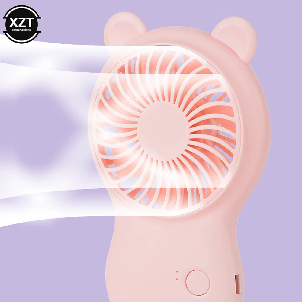 Cartoon Bear-shaped Fan Handheld Mini Fan Portable Pocket USB Charging Fan Summer Air Cooler Outdoor Travel Fan