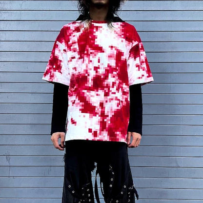 Y2K Harajuku Gothic T Shirt Men Women Red Blood Low Pixel Style Design T Shirt Hip Hop Fashion Oversized Short Sleeves Clothing