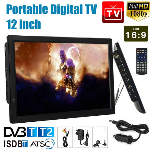 12 Inch Portable Mini Car Television 1080P HDMI TV Digital Television Player DVB-T/T2 ISDB-T ATSC Digital and Analog Portable TV