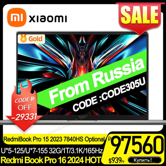 【Real Stock】Xiaomi RedmiBook Pro 15 2023 7840HS (JYU4540CN) or Redmi Book Pro 16 2024 (JYU4592CN/JYU4593CN) Optional