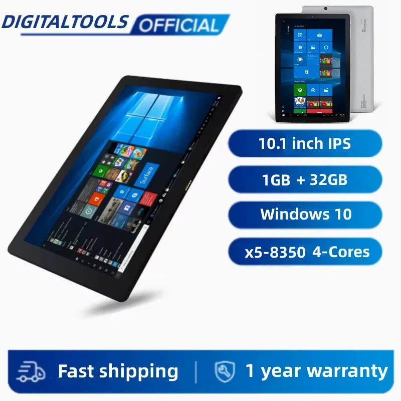 Super Cheap 10.1" Windows 10 Tablet Intel x5-8350 Quad Core 1GB RAM 32GB ROM DHMI Port 5000mAh Battery 32-bit 1280 x 800 IPS