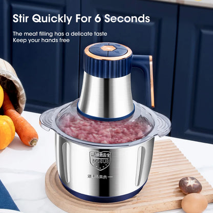 5L Electric Meat Grinders Food Crusher Stainless Steel Multifunctional Vegetable Slicer Processor Chopper Kitchen Appliances