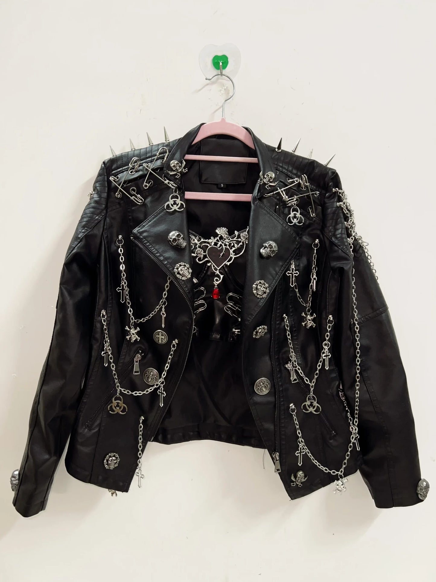 Rivets Jacket  Skull  Jacket  vintage Jacket Punk Jacket y2k Jacket y2k fashion Gothic Jacket harajuku fashion Cross Jacket