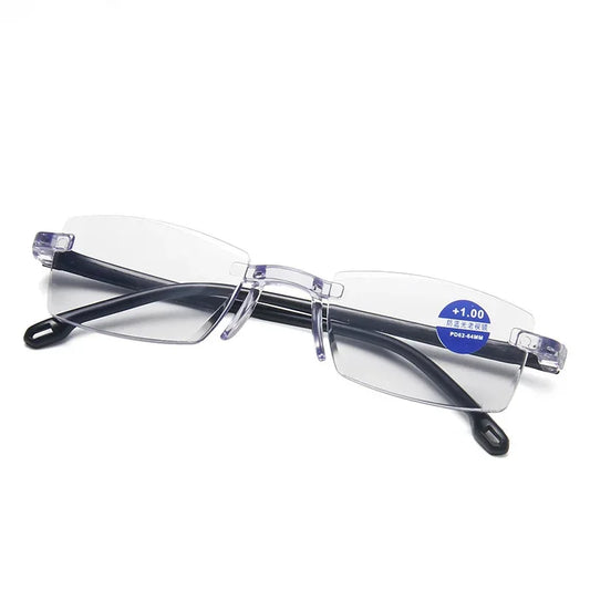 Anti Blue Light Blocking Rimless Reading Glasses Women Men Square Frameless Presbyopic Computer Eyeglasses Diopters +1.0 1.5 2