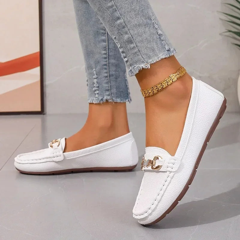 2024 Spring and Autumn Solid Color Women's Flat Shoe Fashionable Round Toe Low Heel Casual Large Size Slip-on Women's Flat Shoes