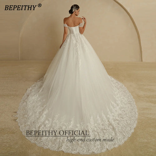 BEPEITHY Princess Sweetheart Wedding Dress For Women Ivory Glitter Skirt Sleeveless Court Train Vintage Bride Bridal Ball Gown