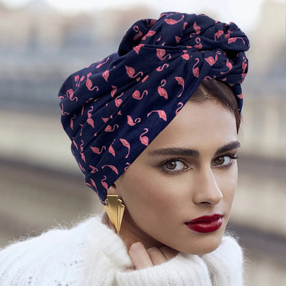 2023 Leopard Printed Women's Turban Cap Cotton Lady Twisted Head Wraps French Retro Female Bonnet Hat Female Hair Cover Beanies