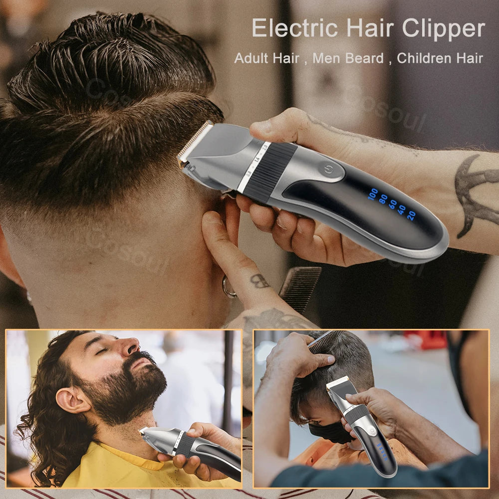 Hair Clipper Electric Barber Hair Trimmers For Men Adults Kids Cordless Rechargeable Hair Cutter Machine Professional