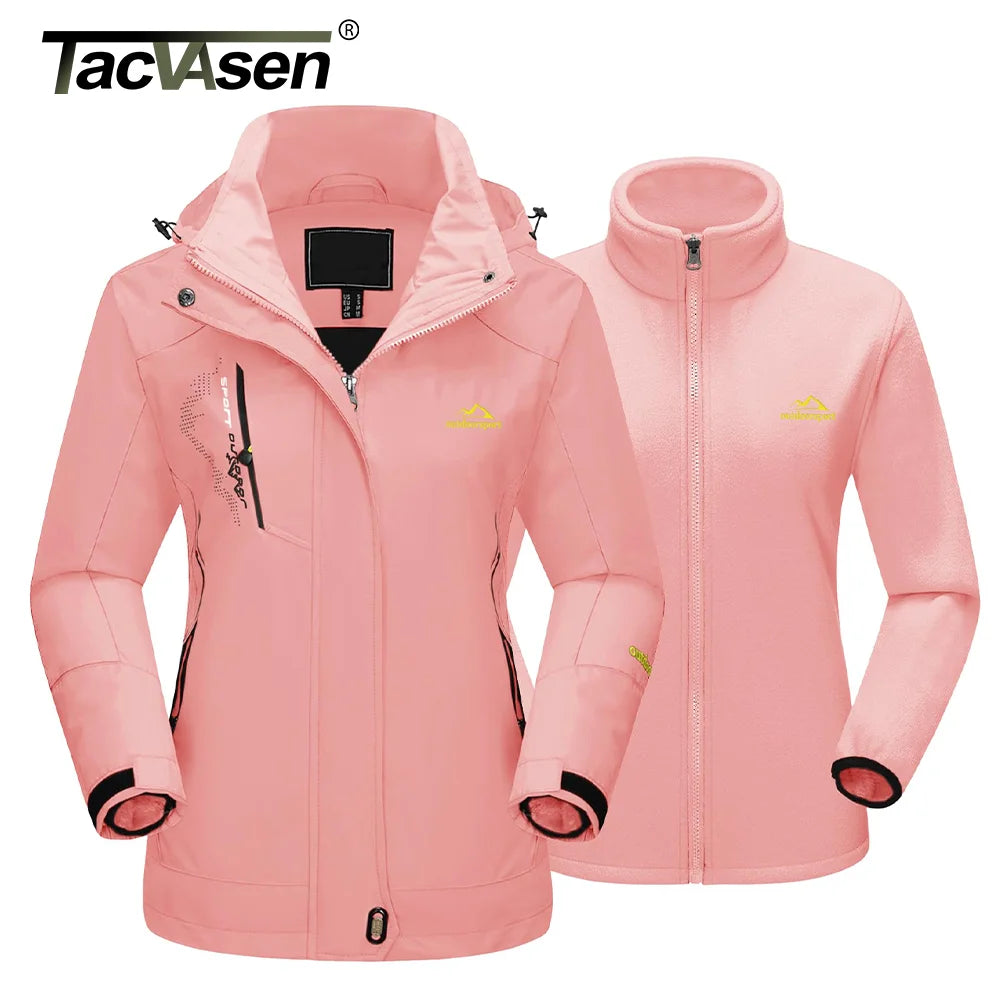 TACVASEN 3 in 1 Winter Fleece Jacket Womens Waterproof Ski Snowboard Jackets Work Rain Coat Outdoor Windbreaker Female Parka