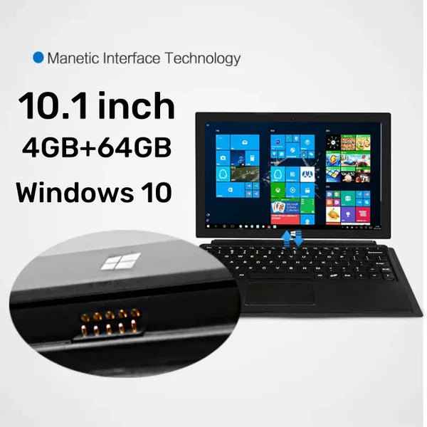 10.1 Inch 64 Bit 4GB RAM 64GB ROM P7 2-in-1 Windows 10 Tablet PC with Detachable Keyboard 1920 *1200 IPS 6500mAh Dual Camera