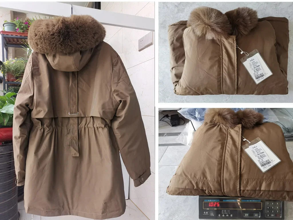 Free shipping AYUNSUE Winter Jacket Women Parka Long Coat Wool Liner Hooded Parkas With Fur Collar Warm Snow Wear Padded Clothes