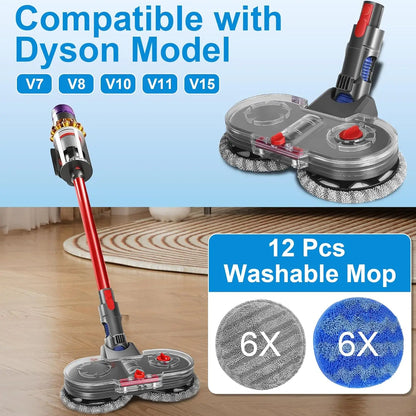 Homore Electric Cleaning Mop Head for Dyson V7 V8 V10 V11 V15Cordless Vacuum Cleaner Wet & Dry Mop Cleaning Head with Water Tank