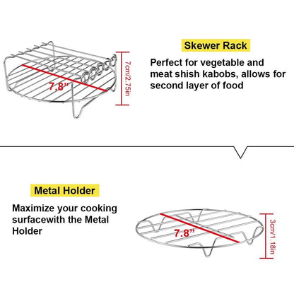 2 Pcs Air Fryer Accessories Air Fryer Rack Set Multi-Purpose Double Layer Rack with Skewer for XL Power Airfryer Philips