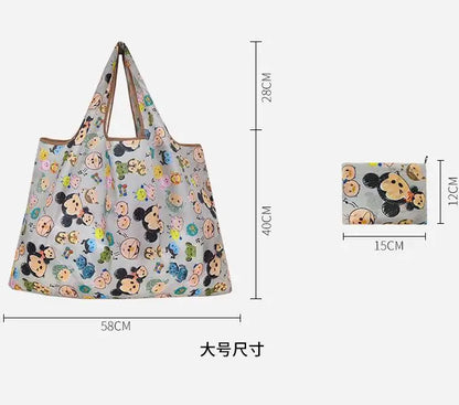 Disney Stitch Tote Bags for Women Mickey Mouse Winnie The Pooh Anime Large Capacity Shopping Bags Folding Storage Bag Handbags