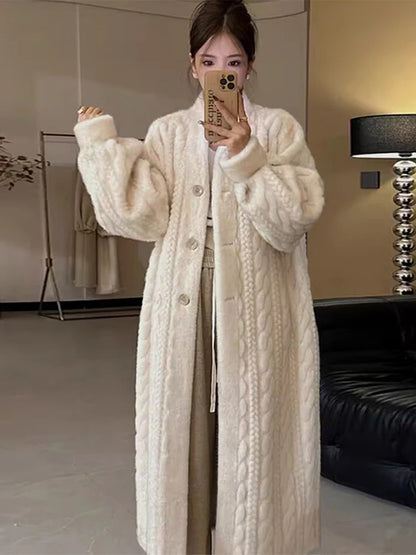 Faux Fur Coat Women Casual Warm Fashion Thicken Soft Fluffy Parka Female Solid Long Sleeves Loose Korean Outwears Lady