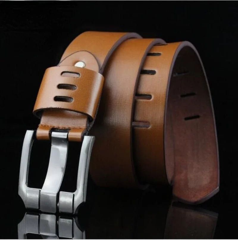 New Men's Luxury Leather Belt Pin Buckle Belts Men Alloy Buckle Fashion Male Vintage Waist Strap Soft Pu Leather Waistband 110cm