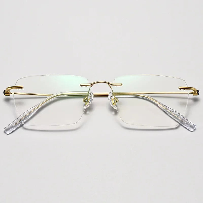 moojolo Pure Titanium Glasses Frame Men Rimless Prescription Square Eyeglasses Frameless Myopia Optical Eyewear Spectacles 71317