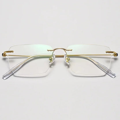 moojolo Pure Titanium Glasses Frame Men Rimless Prescription Square Eyeglasses Frameless Myopia Optical Eyewear Spectacles 71317