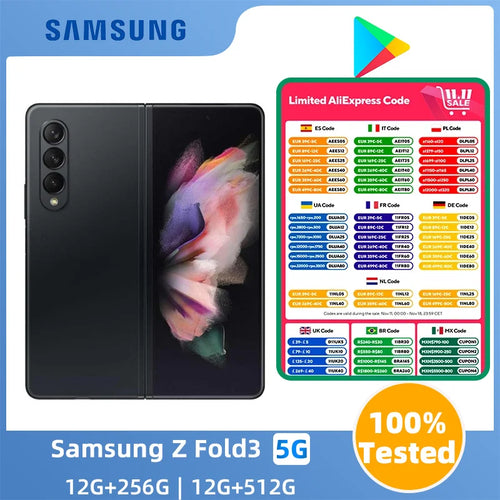 Samsung Galaxy Z Fold 3  5G  SmartPhone  CPU  Qualcomm Snapdragon 888  7.6inch 4400mAh  12MP Cameras  Android  Used Phone