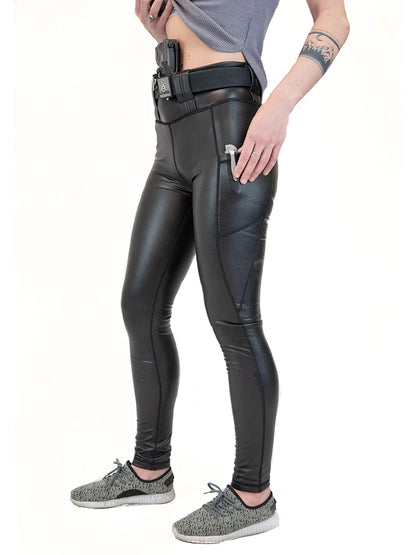 Women High Waist Matte Leather Pants Side Pocket Ladies Street Stretch PU Trousers Splicing Bodycon Pencil Pants Clubwear Custom