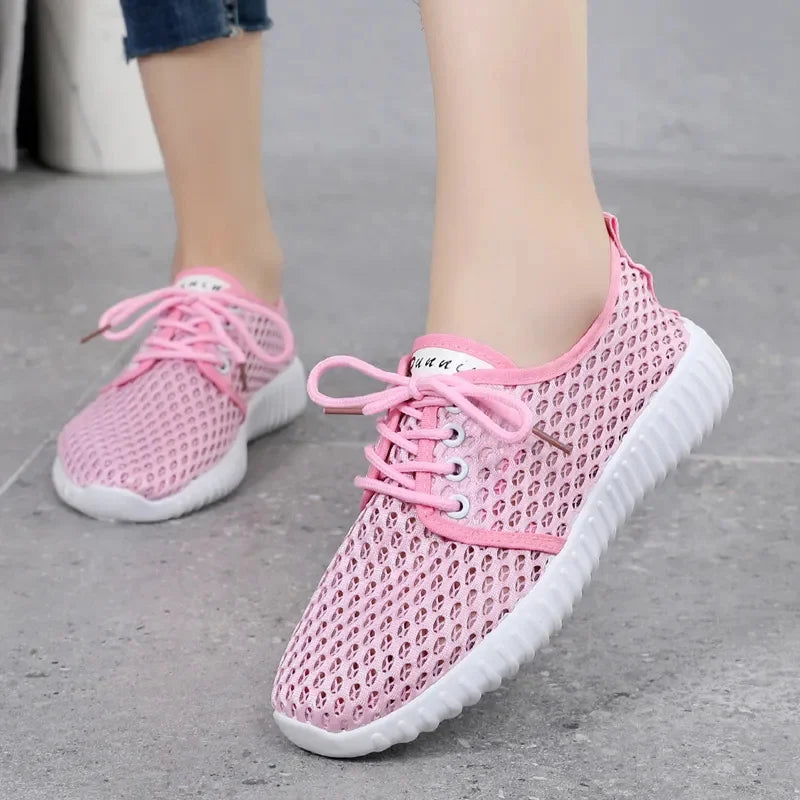 Zapatos De Mujer Women Casual Black Mesh Breathable Lace Shoes Lady Spring & Summer Comfort Anti Skid Student Chool Shoes E577