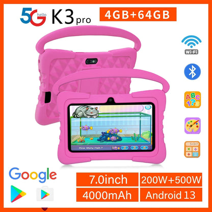 7 Inch Tablet PC 5G WI-FI VERSION 4GB RAM 64GB ROM Kids Learning Education Google Store Android13 Tablets