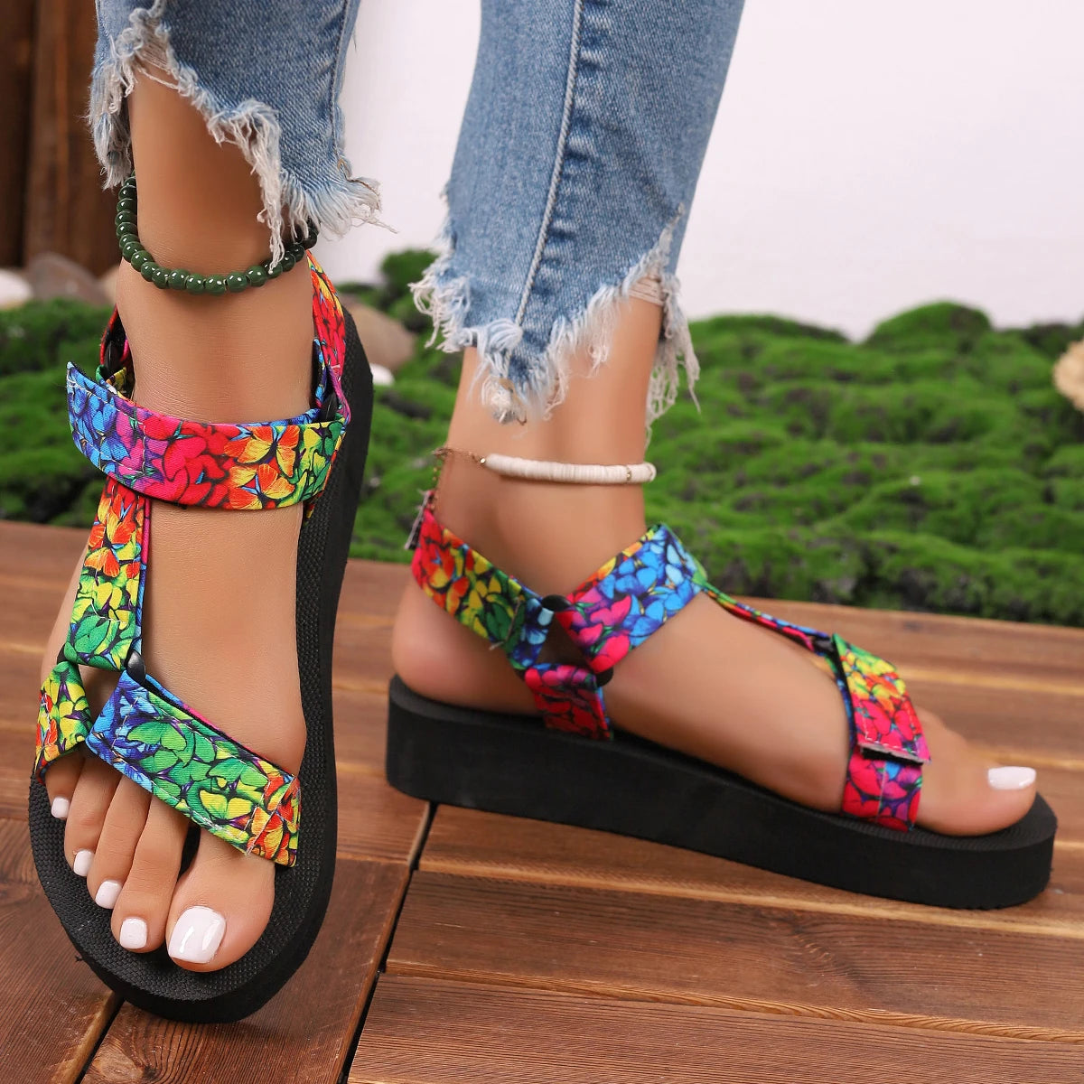 Summer Large Size Sandals Women Light Non-slip Beach Shoes  Flat Hemp Rope Set Foot Sandals for Women Comfort Sandalias Mujer