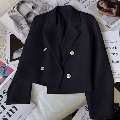 Fashion Short Women Blazers Elegant Female Suits Jacket Tops Casual   Solid Long Sleeve Office Lady Blazer Coat Spring Autumn