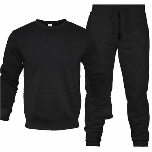 Men's Two-Piece Set O-Neck 2 Pieces Sets Tracksuit Hooded Sweatshirt +Drawstring Pants Male Sport Hoodies Running Sportswear