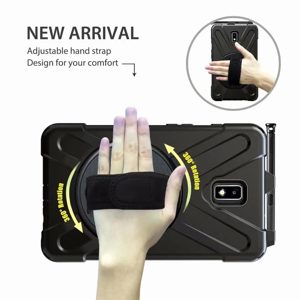 For Samsung Galaxy Tab Active 2 8.0 T390 T395 SM-T395 SM-T390 Case Kids Safe Shockproof Silicone PC Cover With Hand Strap