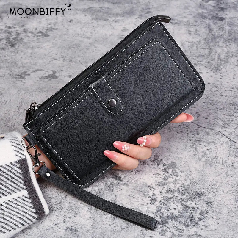 Fashion PU Leather Long Wallets 2023 New Women's Wallet Multifunctional Multi-card Position Clutch Buckle Zipper Student Wallet