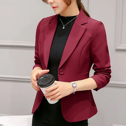 Women's Blazer 2024 Red Long Sleeve Blazers Pockets Jackets Coat Slim Office Lady Jacket Female Tops Suit Blazer Femme Jackets