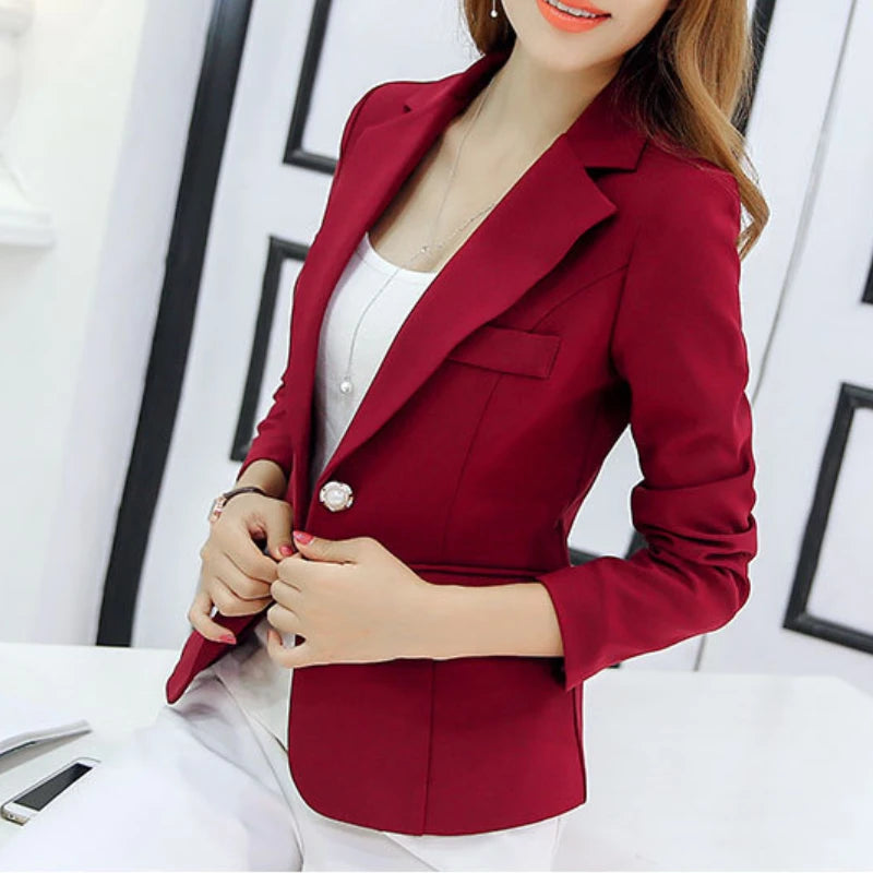 Black Women Blazer Formal Slim Blazers Lady Office Work Suit Pockets Jackets Coat Female Korea Casual Short Blazer Femme Blazers