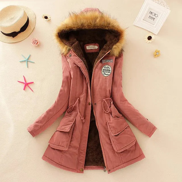 2023 New Autumn Winter Women Cotton Jacket Padded Casual Slim Coat Emboridery Hooded Parkas Wadded Warm Overcoat