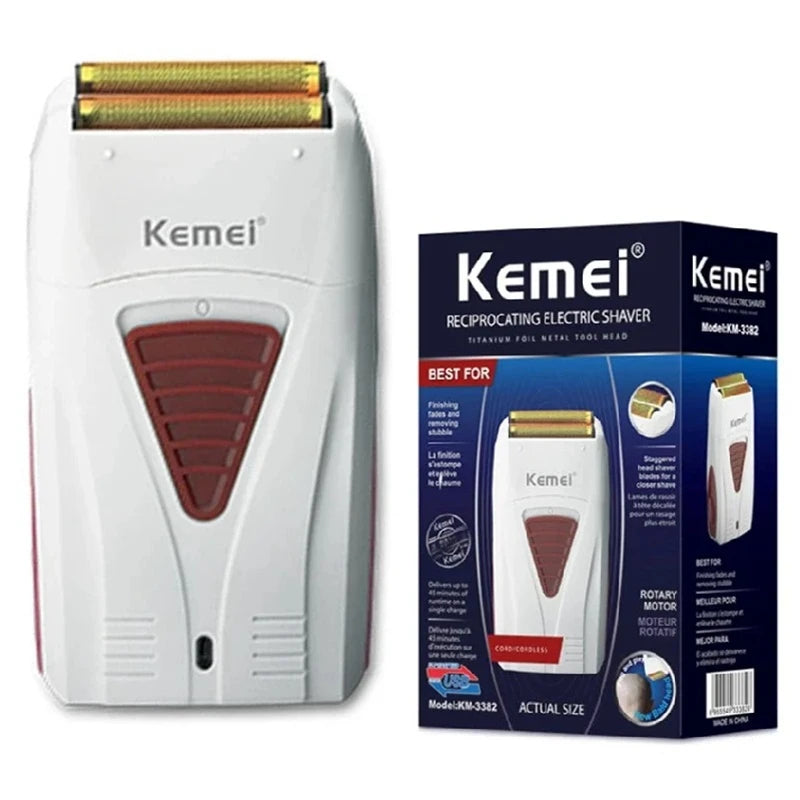 Kemei Rechargeable Hair Electric Shaver Beard Electric Razor For Men Bald Head Shaving Machine Foil Titanium Cordless Shaper