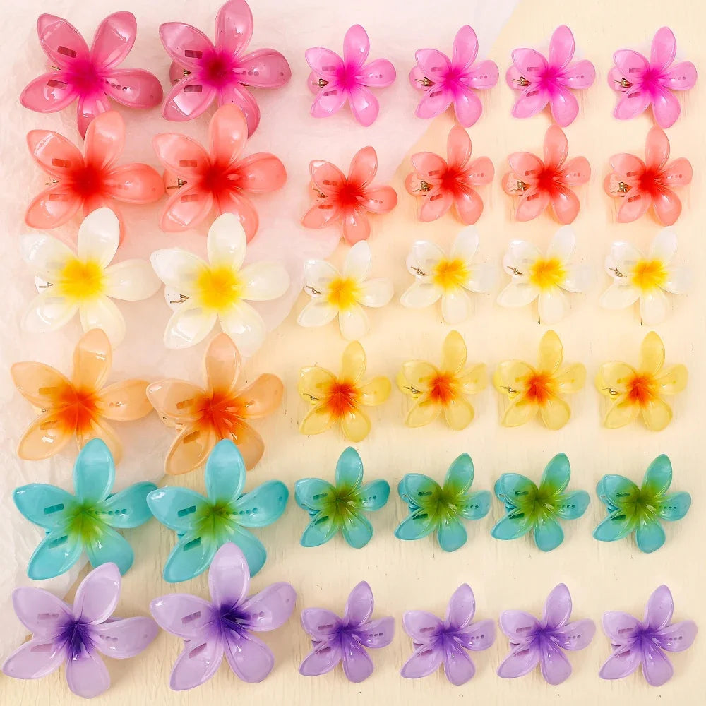 2024 Korean Gradient Flower Acrylic Hair Clip for Women Girls Sweet Hairpins Summer Beach Hawaiian Headwear Hair Accessories