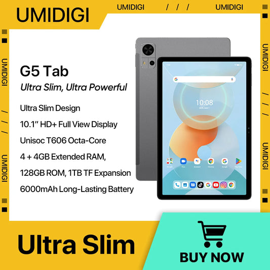 UMIDIGI G5 Tab Smart tablet Android 13 10.1" HD  Unisoc T606 4+4GB 128GB(1TB Expand) 6000mAh Mega Battery AI Face Unlock WIFI