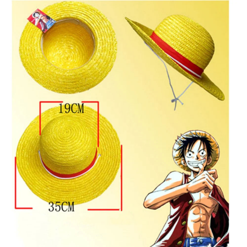 New Luffy Straw Hat Anime Cartoon Cosplay Accessories Caps for Women Men Children Fashion Cute Summer Yellow Sun Hat Sunshade