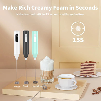 Milk Frother Handheld Rechargeable Coffee Frother - Frother Wand , Electric Whisk Drink Mixer for Coffee, Mini Foamer for Lattes