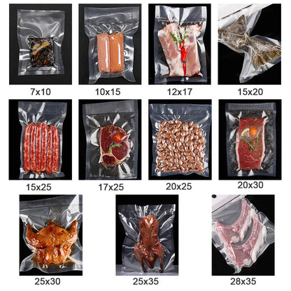 100pcs Kitchen Food Vacuum Sealer Bag Sous Vide Food Saver Storage Vacuum Packaging Bags Kitchen Accessories BPA-Free