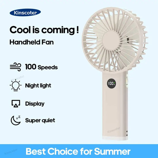 KINSCOTER Portable Fans 100 Speeds Handheld USB Rechargeable Fan Mini Air Cooler Outdoor Travel Hand Ventilation Fan