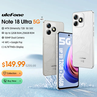 (New)Ulefone Note 18 Ultra 5G Smartphone 12GB RAM(6+6) 256GB ROM 6.78