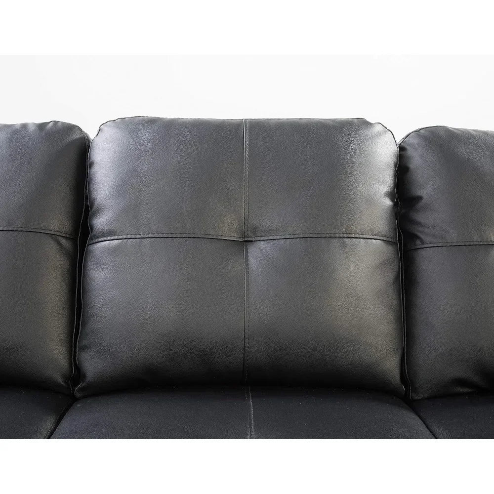 Sofa Faux Leather Upholstered Sectional Sofa with Removable Ottoman,L-Shape 6 Seat Sectional Couch for Living Room Sofa