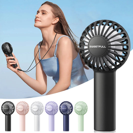 Mini Handheld Fan 3-Speed Portable Small Fan 2000mAh USB Rechargeable Handheld Fan Suitable for Outdoor Indoor Commuting