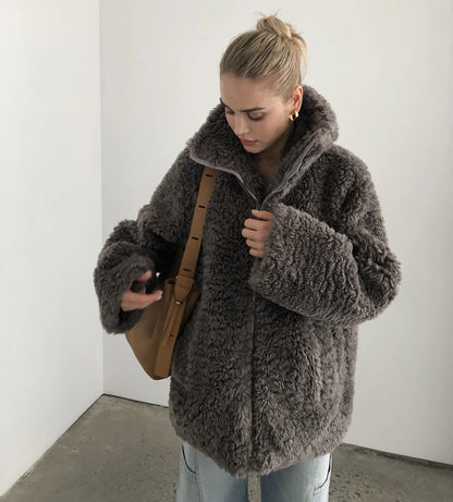 2024 Fall / Autumn Women Casual Faux Fur Coat and Jacket